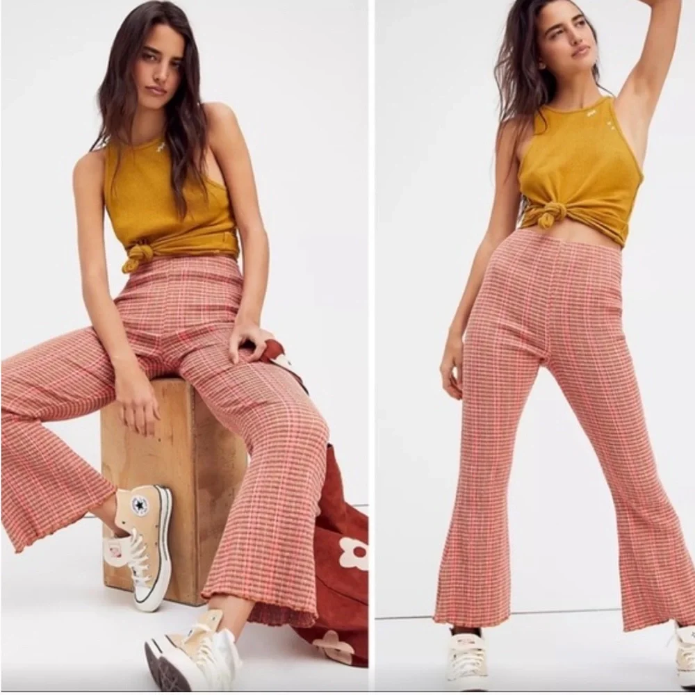 Free People Fine Line Slim Pull On Pants Size‎ XS Flared Boho Festival Stretchy